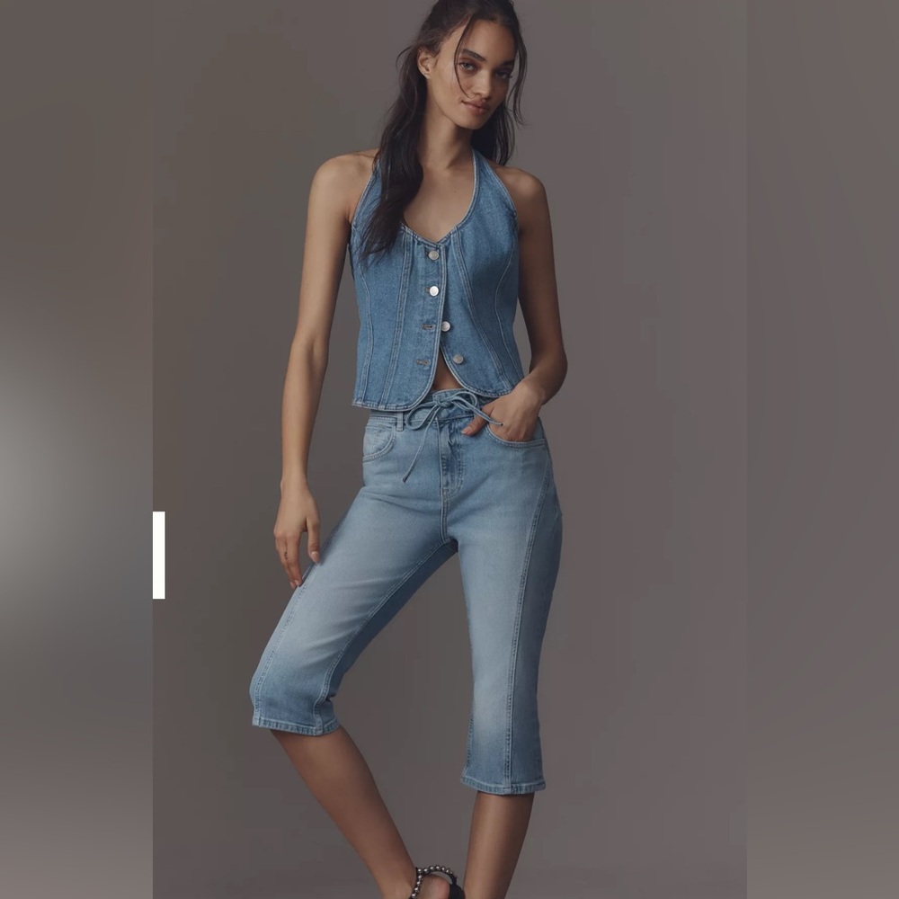 NEW - Pilcro High-Rise Tie-Belt Capri Jeans Size 32/14